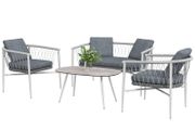 Patio Furniture Set, 4 Pieces, Rocking Function, Seat Cushions, Poly Rattan, Metal Frame, Gray