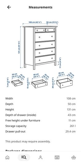 2 x Large Hemnes Drawers