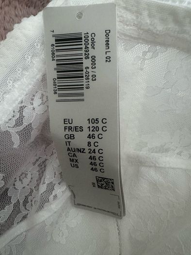 BNWT Triumph Women's Doreen L02 X Long line  Non-wired bra white colour size UK46 C EU105 C Postage included