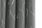 Blackout Curtains, Thermal Insulated Curtains, Wave Line Foil Printed Ring Top Curtains (MULTIPLE SIZES/COLOURS)