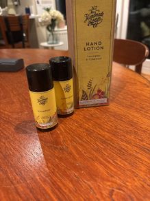 Brand New The Handmade Soap Company- Lemongrass and Cedarwood Hand Lotion and 2 Free Travel Size Shampoo and Conditioner