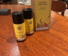 Brand New The Handmade Soap Company- Lemongrass and Cedarwood Hand Lotion and 2 Free Travel Size Shampoo and Conditioner