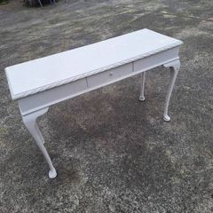 Vintage white painted console table in need of restoration