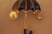 vintage brooch umbrella and pearl rain droplet