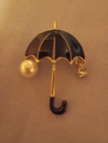 vintage brooch umbrella and pearl rain droplet