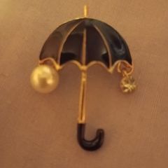 vintage brooch umbrella and pearl rain droplet