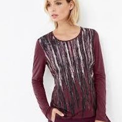 Gerry Weber brown/burgundy long sleeve top with a shiny print Perfect condition size UK18 EU46 Postage included