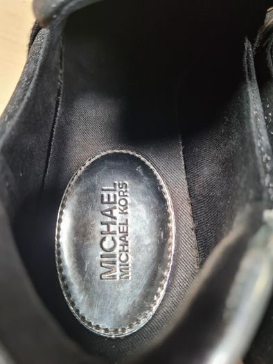 womens MICHAEL KORS Black glitter trainers runners wedge heel slip on  Size UK 4 EU 37 US 7M