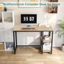 Computer Desk 100cm with 2-Tier Shelves Sturdy Home Office Desk with Large Storage Space Modern Gaming Desk Study Writing Laptop Table for Small Spaces, Oak Image 7