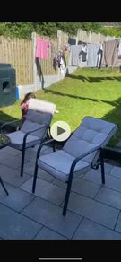 garden table, 6 chairs, cushions & umbrella