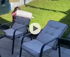 garden table, 6 chairs, cushions & umbrella