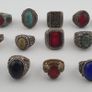 15 Ancient Style Antique Rings Mixed Brass Stone & Glass Collectible Lot Image 6