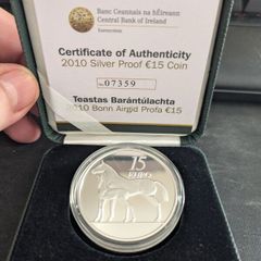 Ireland 15 Euro Silver Proof Coin. 2010. Irish Hunter Horse