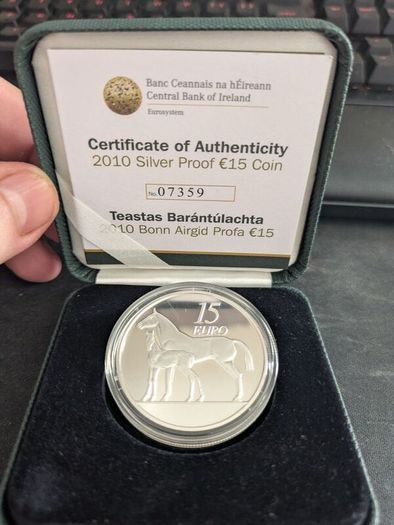Ireland 15 Euro Silver Proof Coin. 2010. Irish Hunter Horse