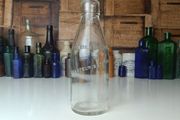 505 - Vintage Clear Glass Cork Top Collectible Decorative Cobh Milk Producers Bottle