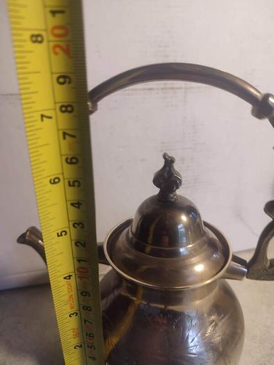 Antique Engraved Victorian Brass Hot Water Tea Kettle RARE EUC