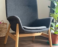 VEDBO High-back armchair, Gunnared dark grey