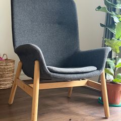 VEDBO High-back armchair, Gunnared dark grey