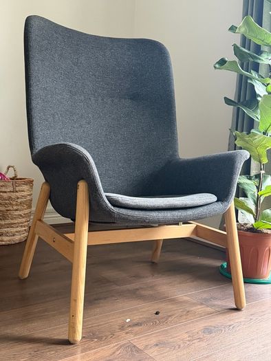VEDBO High-back armchair, Gunnared dark grey