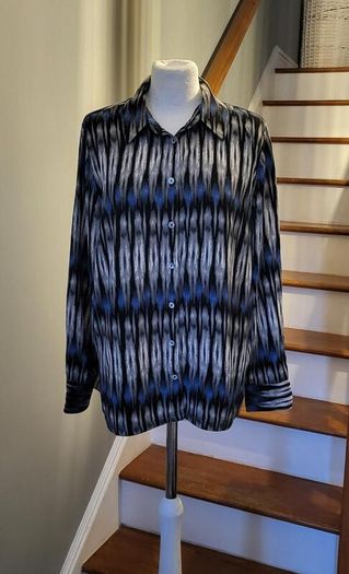 M&S black & blue blouse, Size 16