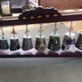 Enamel cloisonne graduated bells on wooden stand Image 2
