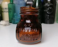 68 - Vintage 4oz Bovril Dark Brown Glass Embossed Letters Jar