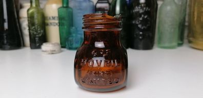 68 - Vintage 4oz Bovril Dark Brown Glass Embossed Letters Jar