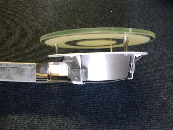 3 white surround with chrome inset and frost glass Down lights 9.5in wide