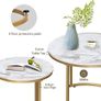 Round Coffee Tables, Removable Set of 2 End Table, Nesting Tables with Gold Metal Frame Legs and Marble White Top for Living Room, Bedroom, Office, Balcony, Apartment (White) Image 6