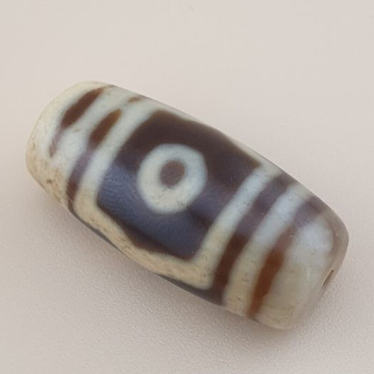 Vintage 3 Eyes Himalayan Tibetan Agate Dzi Bead Amulet