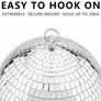 200mm Mirror Disco Ball with Hanging Ring, Silver Glitter Ball Image 4