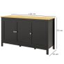 Sideboard storage cabinet with 3 doors, 2 adjustable shelves, light wood-effect top 120 x 40 x 70 cm black Image 2