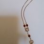 Necklace Gold Tone Wine Cabochon Stones Image 2