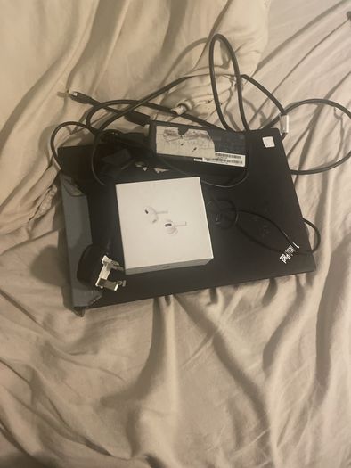 laptop and earbuds