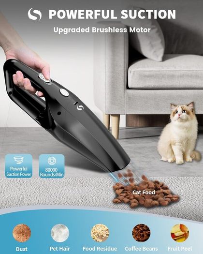 Vacuum Cleaner, Car Vacuum Cleaner Powerful with Rechargeable Battery, Portable Hand Held Vacuum Cordless with Washable HEPA Filter, Mini Vacuum Kit for Men and Women