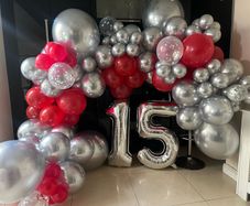 Balloon arch silver and red