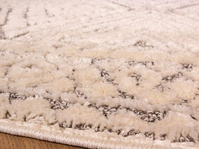Natural Grey Cream Diamond Trellis Rug Soft Hi-Low Pile Living Room Carpet Geometric Bedroom Hallway Kitchen Area Rugs 80cm x 150cm (FREE POSTAGE)