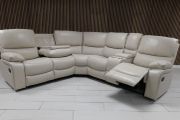 Rita Light Beige Corner Leather Recliner Sofa