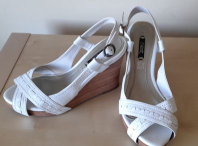 Next white leather wedge heel 6