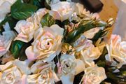 cream and pink gorgeous roses on stems silk flowers wedding