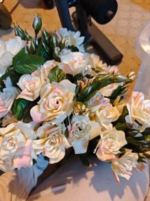 cream and pink gorgeous roses on stems silk flowers wedding