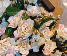 cream and pink gorgeous roses on stems silk flowers wedding