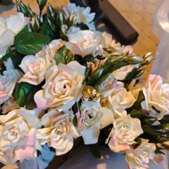 cream and pink artificial gorgeous roses on stems silk flowers wedding