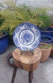 Lovely Vintage Blue and White 7.75 Inch Luncheon Plate By English Ironstone Tableware, in a Lovely Cottagecore Style "Kew Gardens" Pattern