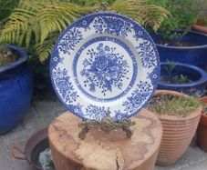 Lovely Vintage Blue and White 7.75 Inch Luncheon Plate By English Ironstone Tableware, in a Lovely Cottagecore Style "Kew Gardens" Pattern