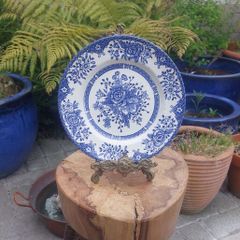 Lovely Vintage Blue and White 7.75 Inch Luncheon Plate By English Ironstone Tableware, in a Lovely Cottagecore Style "Kew Gardens" Pattern
