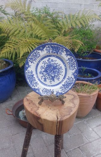 Lovely Vintage Blue and White 7.75 Inch Luncheon Plate By English Ironstone Tableware, in a Lovely Cottagecore Style "Kew Gardens" Pattern