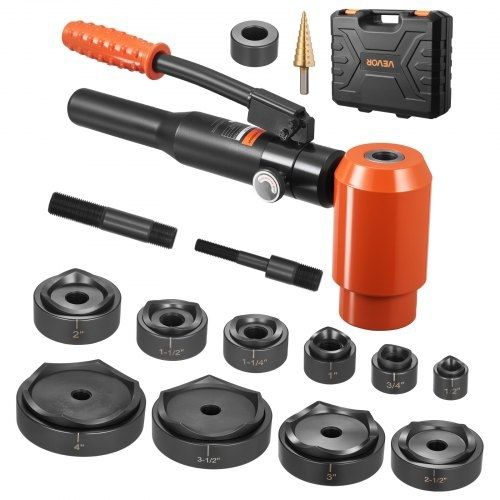 Knockout Punch Set, 147.1 kN Hydraulic Knockout Set, 12.7 to 101.6mm KO Tool Kit Hole Making Tool, KO Tools Kit W/10 Dies for Metal Electrical Cabinet, Electrical Control Cabinet, Switch Cabinet