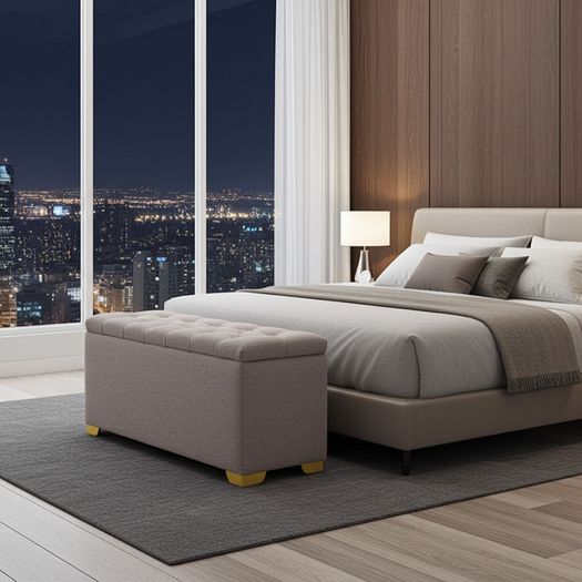 Elegance Boucle Ottoman with Storage 100x40