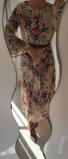 SHEIN floral pleated midi Sz L ( Fit 14-16UK)